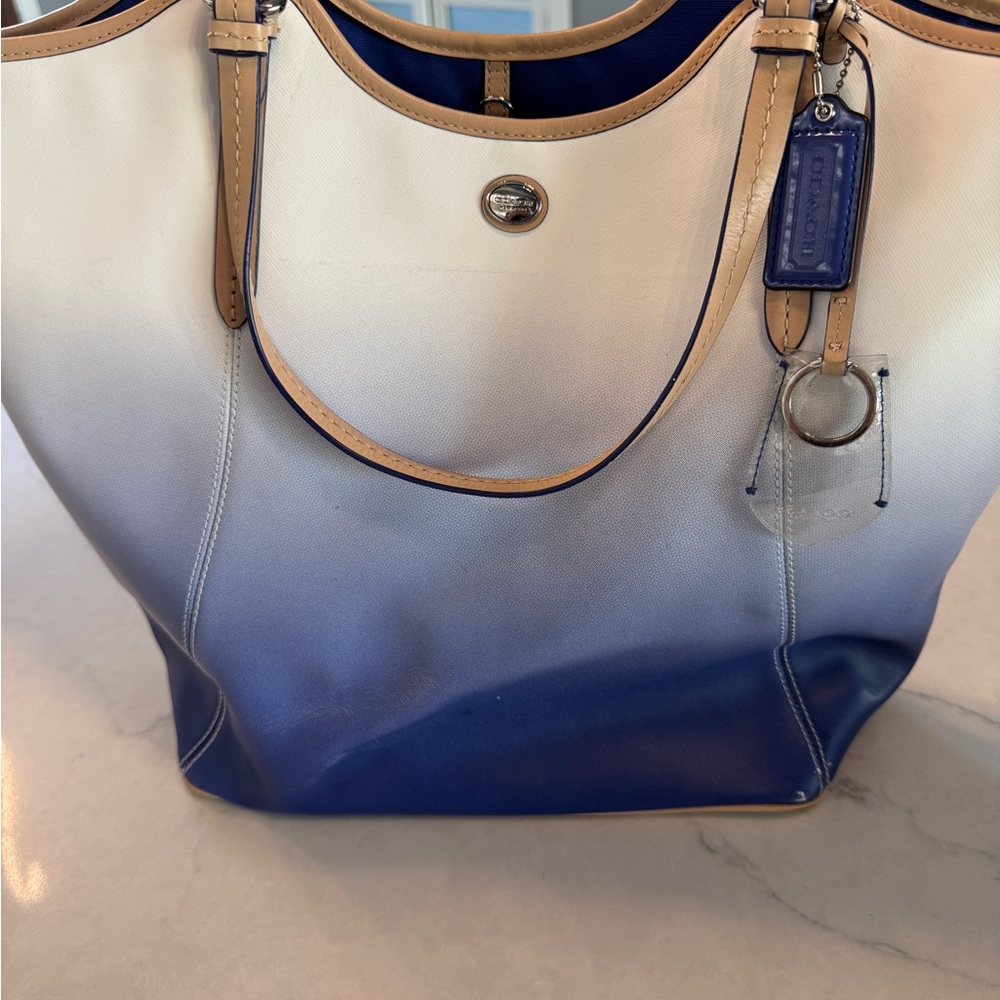 Blue and White Ombre Tote Bag